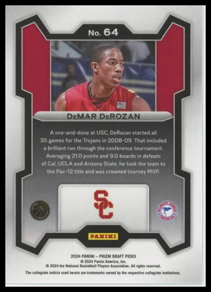 2024 Panini Prizm Draft Picks DeMar DeRozan #64 USC Trojans Basketball Card NCAA