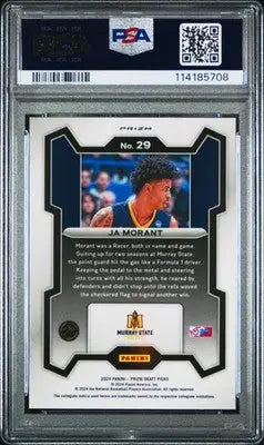 2024 Panini Prizm Draft Picks Ja Morant #29 Purple Wave Basketball PSA 9