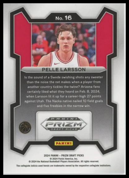 2024 Panini Prizm Draft Picks Pelle Larsson #16 Rookie Basketball Card NCAA