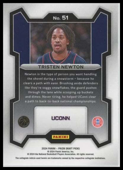 2024 Panini Prizm Draft Picks Tristen Newton #51 Rookie UCONN Huskies Basketball - Trading Card