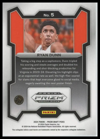 2024 Panini Prizm Draft PicksRyan Dunn #5 Rookie Basketball Card NCAA Sports