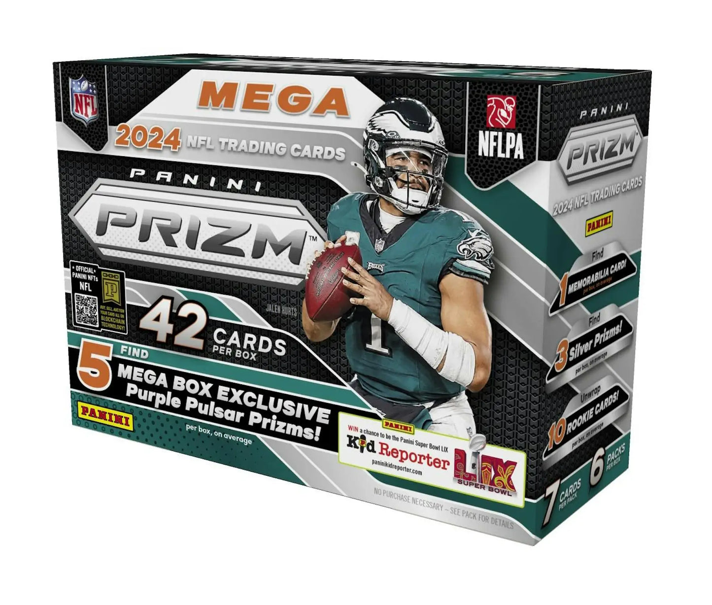 2024 Panini Prizm NFL Mega Box with Purple Pulsar Prizms trading cards