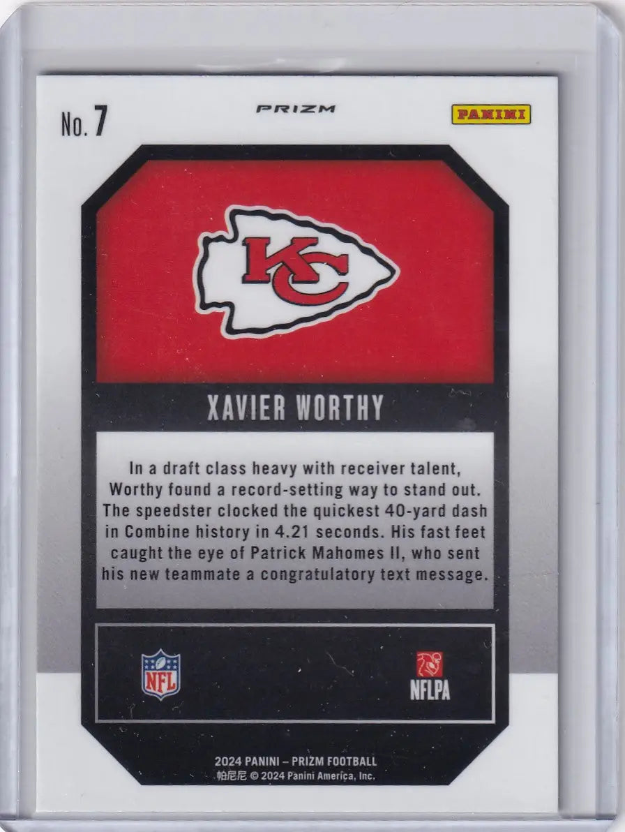 2024 Panini Prizm Green Xavier Worthy Kansas City Chiefs football trading card image