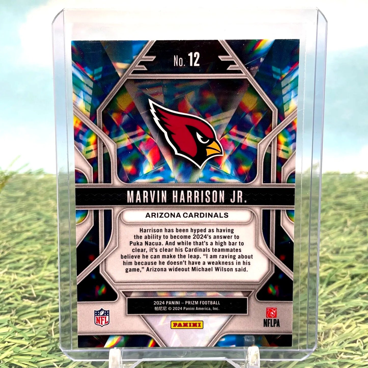 Marvin Harrison Jr. football card from 2024 Panini Prizm Rookie Prizmatic Insert