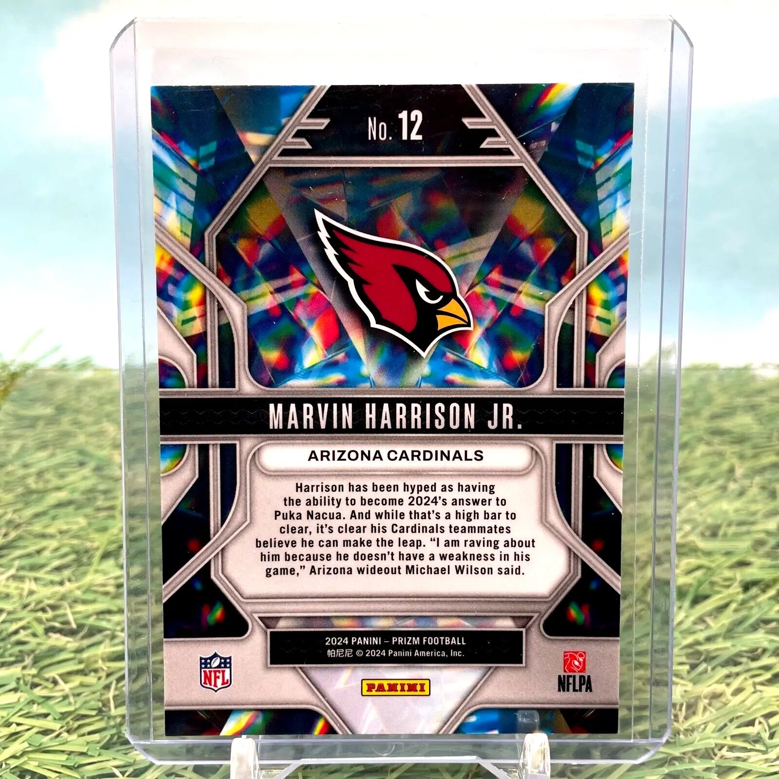 Marvin Harrison Jr. football card from 2024 Panini Prizm Rookie Prizmatic Insert
