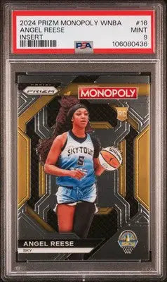 Graded Angel Reese basketball card from Panini Prizm Monopoly WNBA insert series