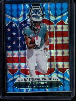 A.J. Brown National Pride Football trading card from Panini Prizm Mosaic series
