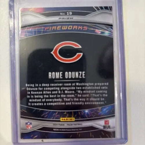Rome Odunze football card from 2024 Panini Prizm NFL Green Prizm Rookie for Chicago Bears