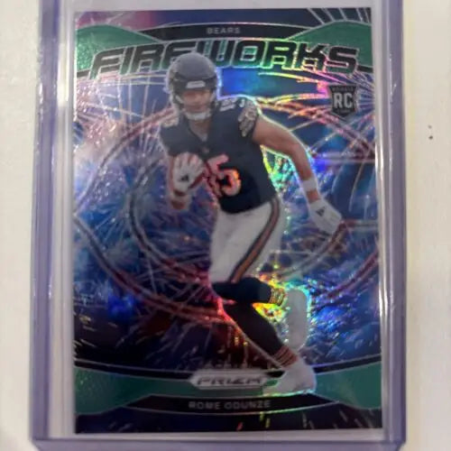 Rome Odunze 2024 Panini Prizm NFL Green Prizm Rookie Card Chicago Bears Fireworks