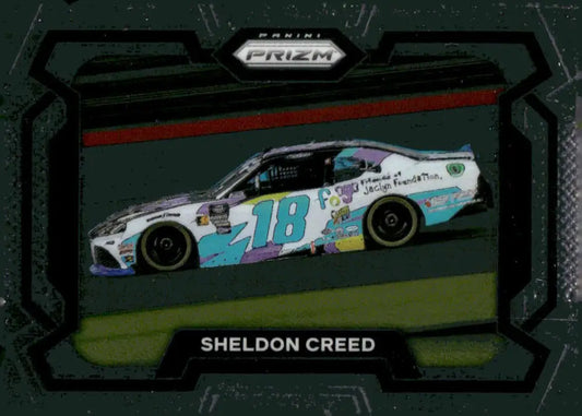 Sheldon Creed race car card from 2024 Panini Prizm Rides featuring Joe Gibbs Racing