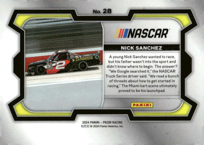 2024 Panini Prizm Rides Nick Sanchez Gainbridge Rev Racing trading card