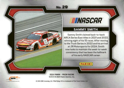 NASCAR trading card featuring Sammy Smith from Panini Prizm Rides Pilot Flying Chevrolet Racing