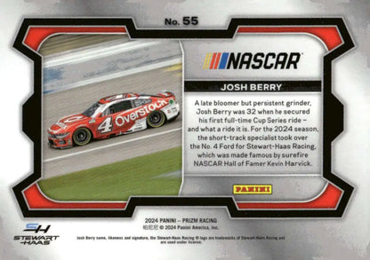NASCAR trading card featuring Josh Berry from 2024 Panini Prizm Rides series