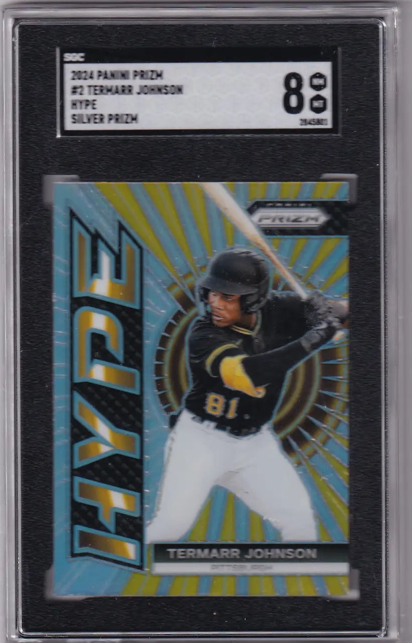 Graded Termarr Johnson SGC 8 baseball card from 2024 Panini Prizm Silver Hype series