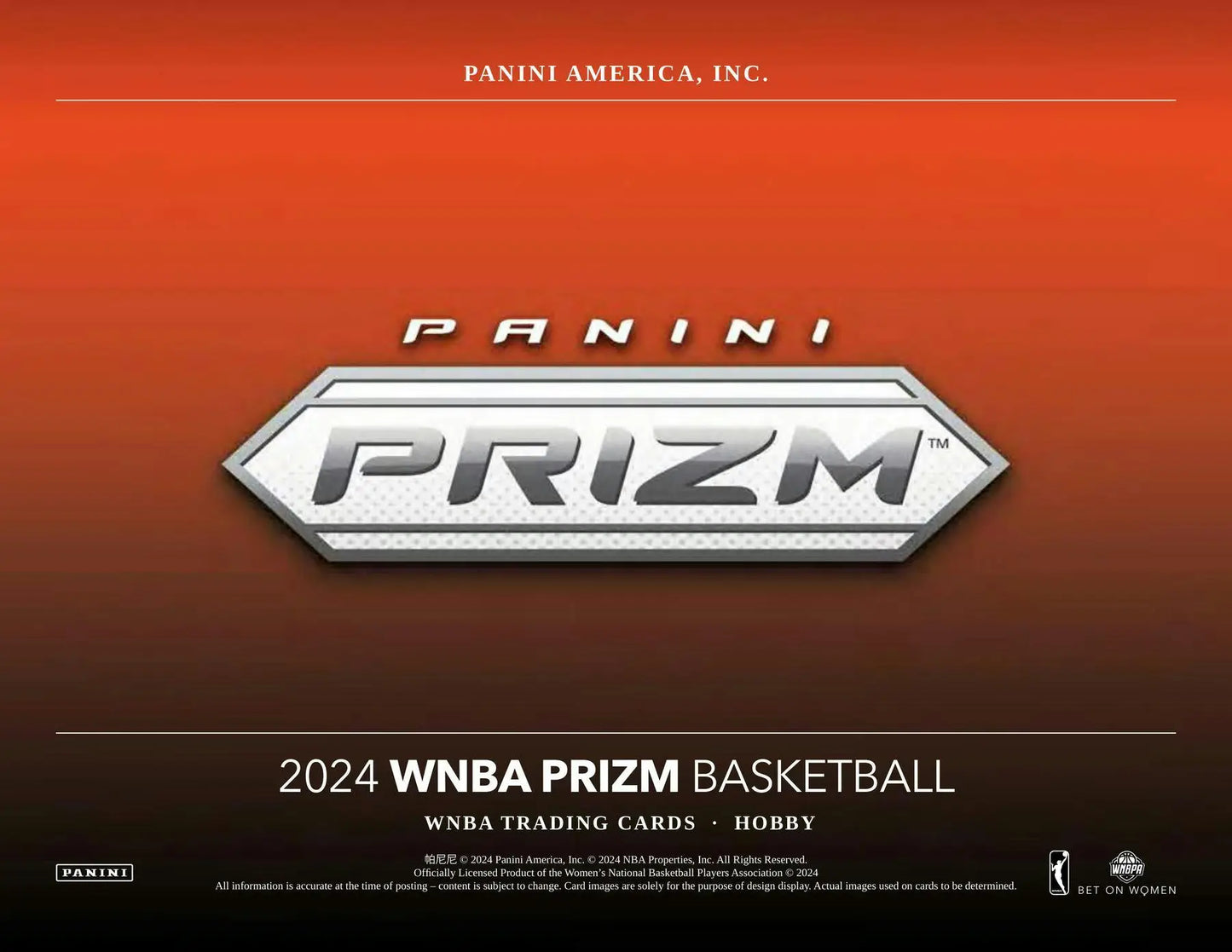 2024 Panini Prizm WNBA Basketball Hobby Box with prizm color blast, two autographs, ten inserts