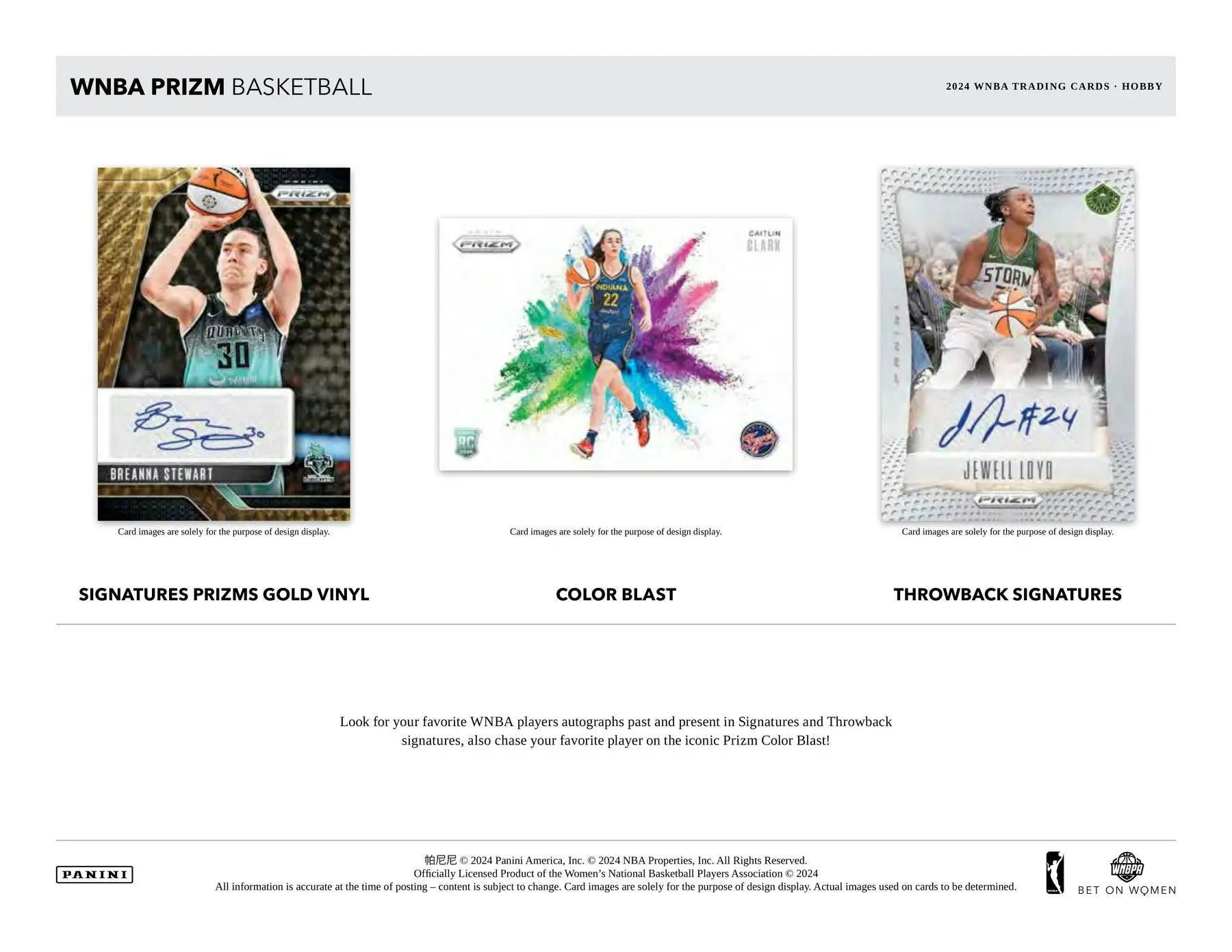 2024 Panini Prizm WNBA Basketball Hobby Box with two autographs and prizm color blast inserts