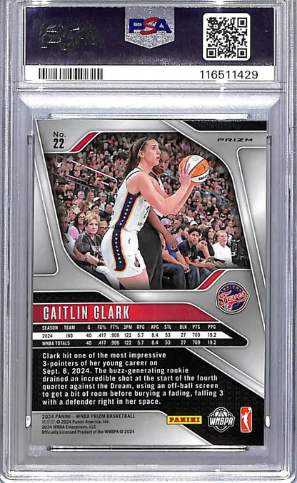 2024 Panini Prizm WNBA Orange Ice #22 Caitlan Clark PSA 9 MINT RC Rookie Indiana Fever