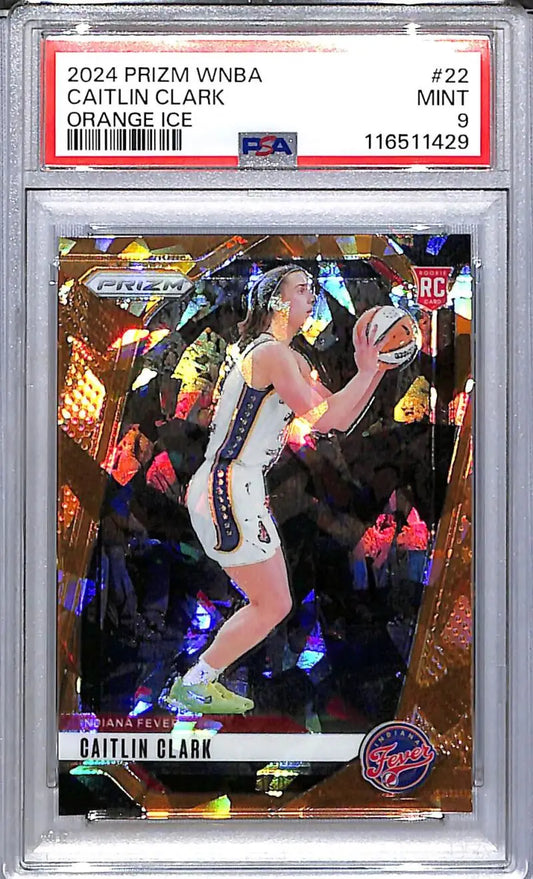 2024 Panini Prizm WNBA Orange Ice #22 Caitlan Clark PSA 9 MINT RC Rookie Indiana Fever