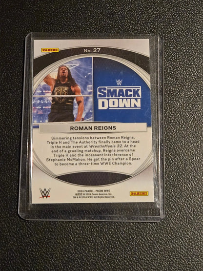 Roman Reigns WWE trading card from 2024 Panini Prizm WWE WrestleMania Moments