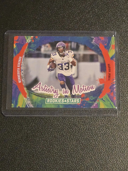 Football trading card of Aaron Jones from Panini Rookies Artistry in Motion series