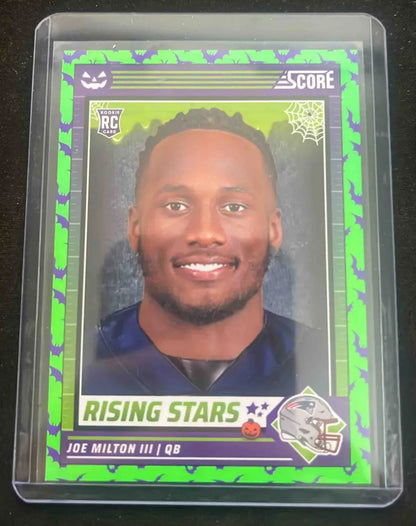 2024 Panini Score A Treat Joe Milton III Rising Stars Green Bats rookie football card