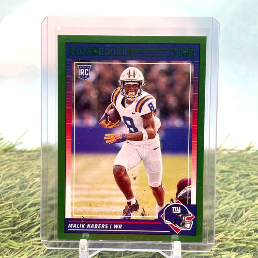 Malik Nabers rookie football card from 2024 Panini Score Green Parallel SP Giants