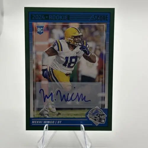 Autographed Panini Score Mekhi Wingo rookie football card for Lions DL collectors