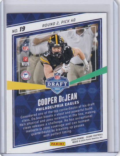 2024 Panini Score NFL Draft #19 Cooper Dejean - Philadelphia Eagles