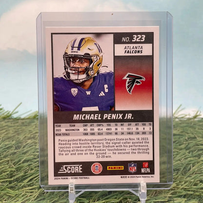 Michael Penix Atlanta Falcons sports trading card from 2024 Panini Score Rookies