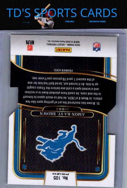 Football trading card of Amon-Ra St. Brown from Panini Select Detroit Lions 2024