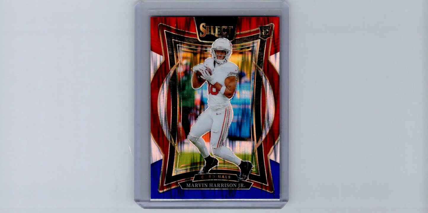 Marvin Harrison football card featuring Blue Prizm Shock from Panini Select 2024