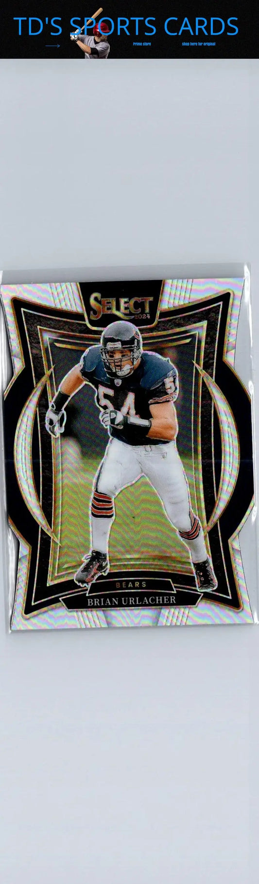 Football trading card featuring Brian Urlacher in Chicago Bears uniform, 2024 Panini Select Silver Prizm Die Cut