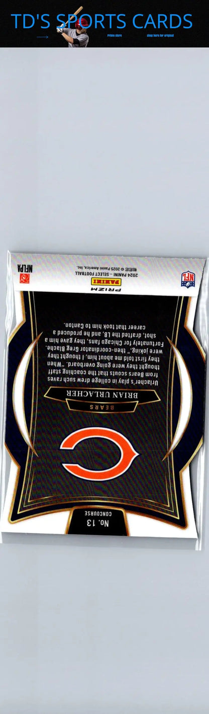 Back of 2024 Panini Select Brian Urlacher Silver Prizm Die Cut football card