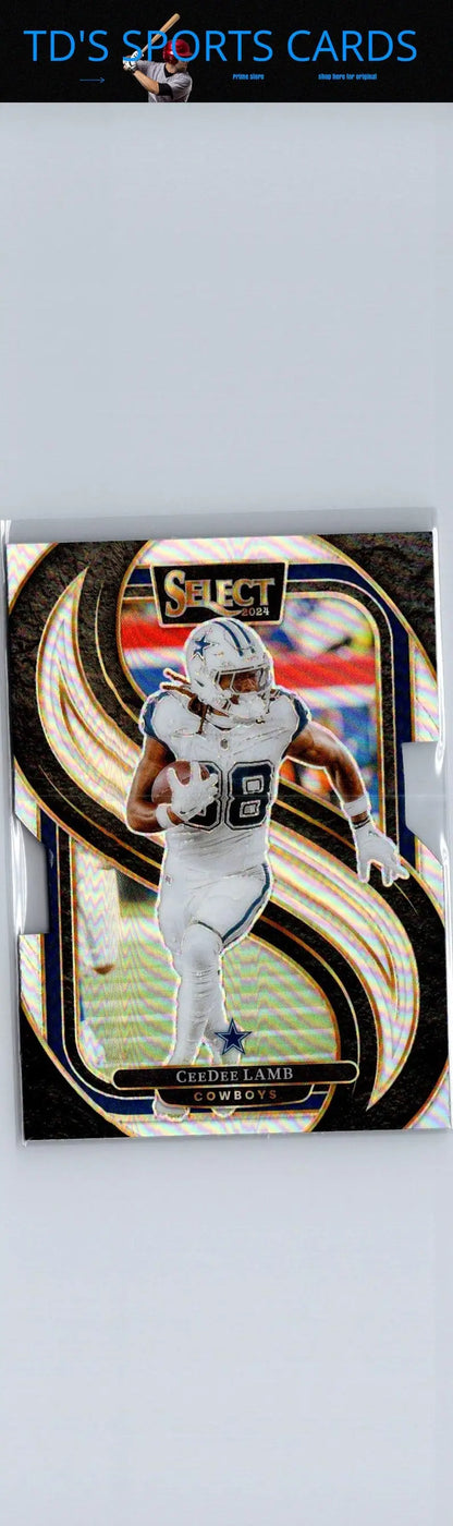 Collectible CeeDee Lamb Silver Prizm Die Cut football trading card featuring Dallas Cowboys player
