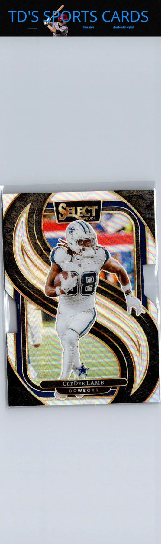 Collectible CeeDee Lamb Silver Prizm Die Cut football trading card featuring Dallas Cowboys player