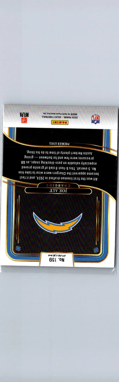 Collectible Joe Alt football trading card 2024 Panini Select Red & Yellow Prizm Shock