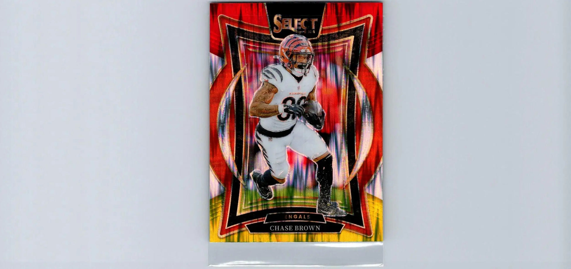 2024 Panini Select #18 Chase Brown Red & Yellow Prizm Shock - Trading Card