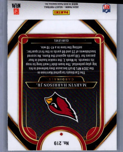Collectible football trading card of Marvin Harrison from Panini Select 2024 series