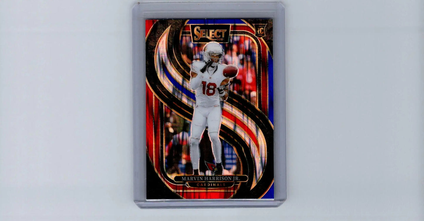 Marvin Harrison Jr. football card with Blue Prizm Shock from Panini Select 2024