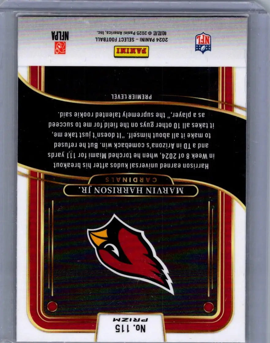 Marvin Harrison Jr. football card featuring Blue Prizm Shock from Panini Select 2024