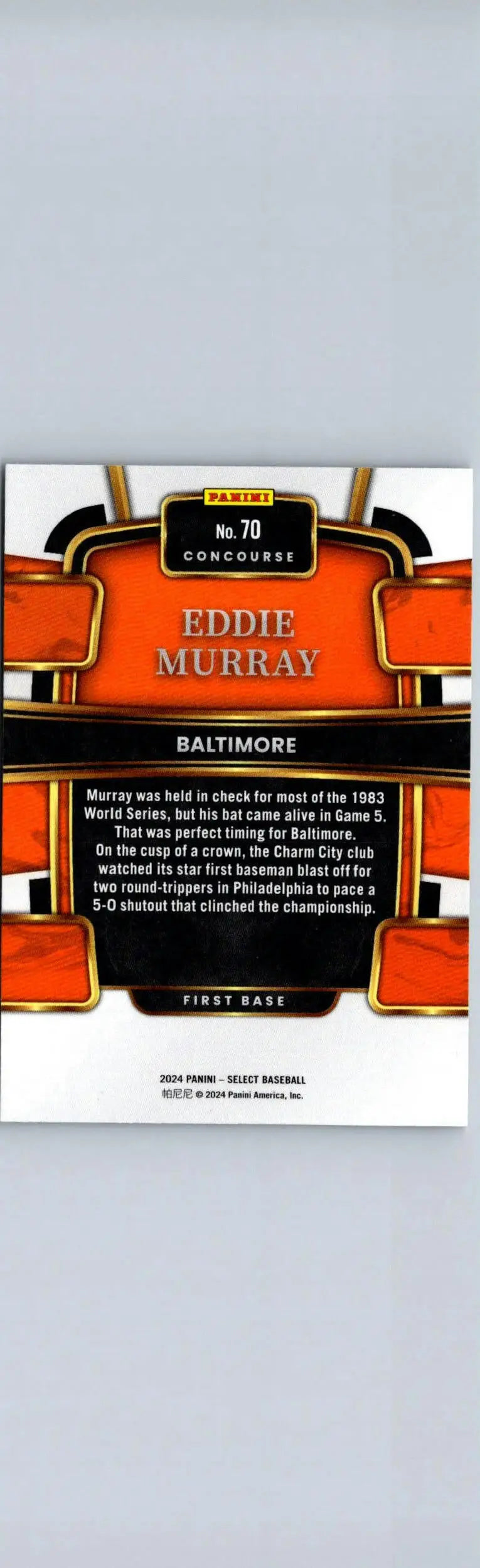 Eddie Murray baseball card from 2024 Panini Select series