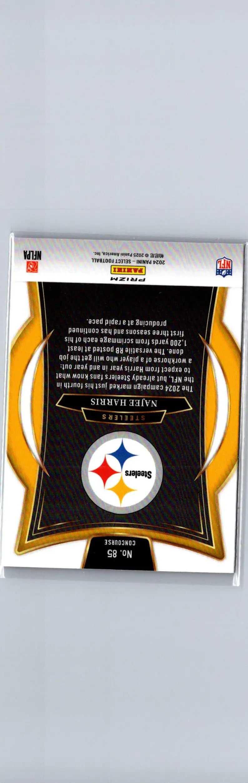 Football trading card featuring Najee Harris Red & Blue Prizm Shock from 2024 Panini Select