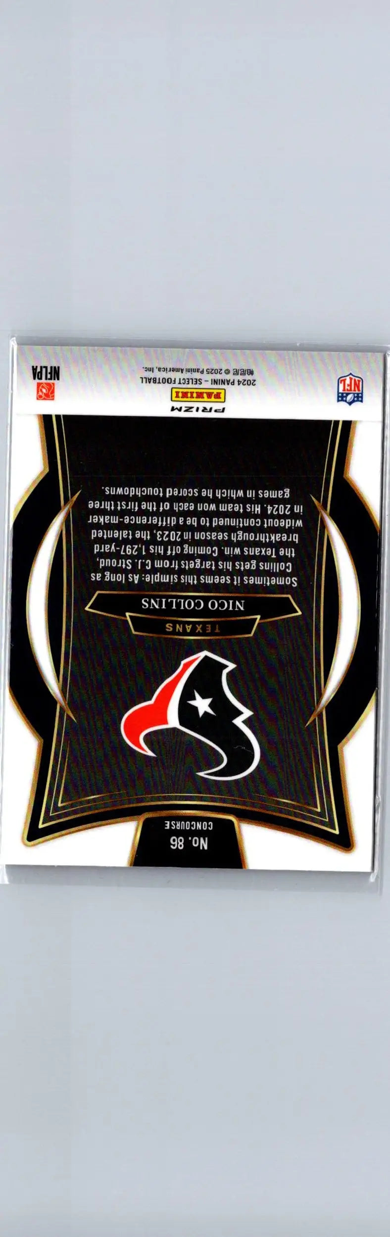 Football trading card of Nico Collins Red & Blue Prizm Shock from 2024 Panini Select