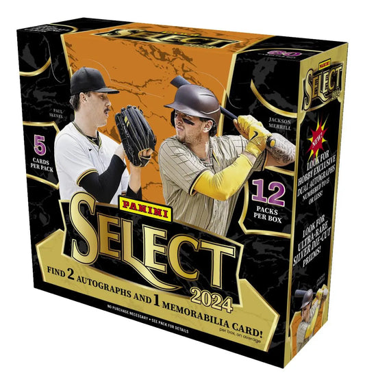2024 Panini Select Baseball Hobby Box featuring select baseball card designs and collectibles