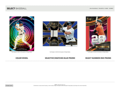 Baseball trading cards from the 2024 Panini Select Baseball Hobby Box