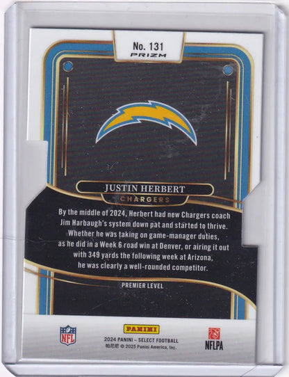 2024 Panini Select Diecut #131 Justin Herbert - Los Angeles Chargers - Trading Card