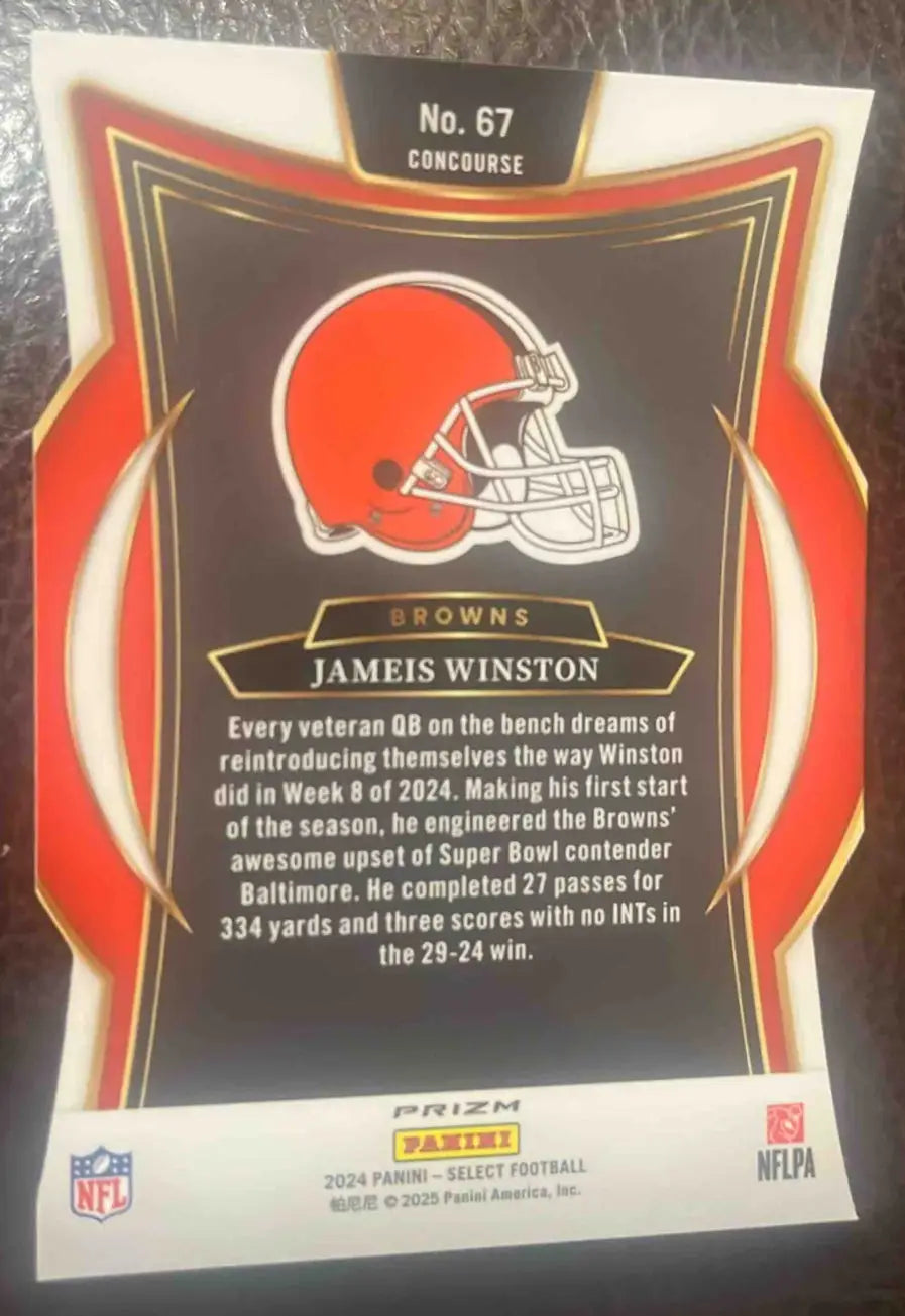 2024 Panini Select Jameis Winston Concourse Silver Prizm Die-Cut football card