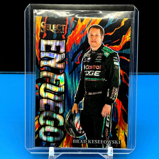 NASCAR trading card of Brad Keselowski in flash prizm design with Mobil 1 suit
