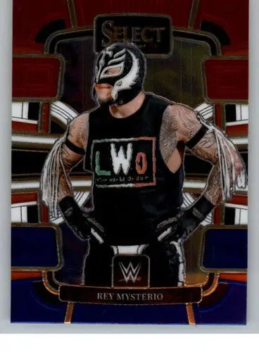 Rey Mysterio wrestling trading card from 2024 Panini Select Red and Blue series