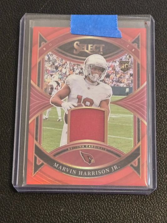 Marvin Harrison rookie card with Swatches Red Prizm and jersey swatch in 2024 Panini Select